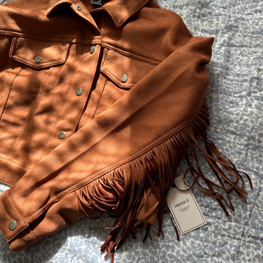 Forever21 faux suede fringe jacket